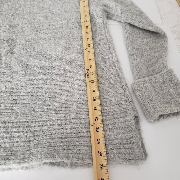 CLUB MONACO Matalin Alpaca Wool Wide Scoop Neck Grey Chunky Sweater Tunic Medium - Picture 7 of 14